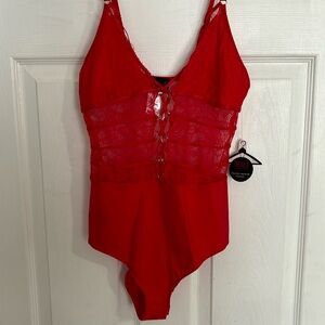 NWT Hot Miami Styles Red Lace Bodysuit